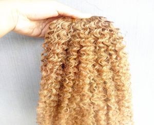Brasil Human Virgin Remy Kinky Curly Hair Extensions Dark Blonde 27 Color Hair Weft 23bundles para cabeza completa5005812