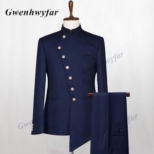 Abiti da uomo Blazer Gwenhwyfar Costume Homme Business italiano Slim Fit 2 pezzi Navy Groom Prom Tuxedo Groomsmen Blazer per matrimonio 221121