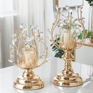 Candle uchwyty luksusowe szklane stół krystaliczny stojak romantyczny kolacja vintage nordycka portu bougie dekoracja domu