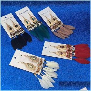 Dangle Chandelier Feather Tassel Earrings Dangle Ear Cuffs Gold Chandelier Rings For Women Fashion Jewelry Drop Delivery Dhffe