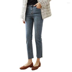 Women's Jeans Women's Fashion Denim Straight-Leg Pants Slimming Autumn Stretch Cropped Retro Elegant Vintage Color Brand