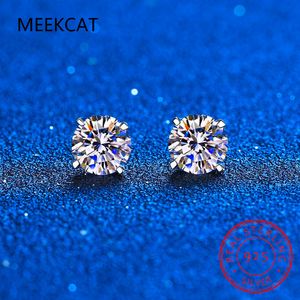 Stud EF VVS1 Round Cut Total 40CT Diamond Test Passe 18k Gold Plated 925 Silver Earring Jewel Women Girl Gift 221119