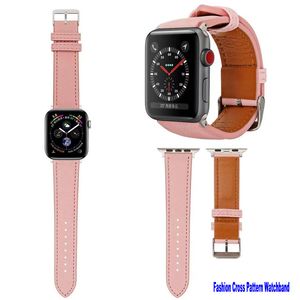 Cross Pattern Leather Bands Compatible med Apple Watch Band 49mm 45mm 44mm 42mm 41mm 40mm 38mm Butterfly Clasp Ersättningsrem för IWatch Ultra Series 8 7 6 5 4 3 2 1 SE