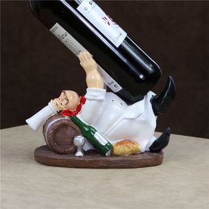 Racks de vinho de mesa de mesa b￪bada Chef est￡tua de vinho resina Champagne Barrel Bottle rack de cozinha decora￧￣o de barra arte gourmet cozinheira de ornamento de ornamento 221121