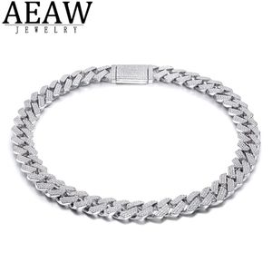 AAW 18 inch 925 Sterling Silver Setting Iced Moissanite Diamond Hip Hop Cuban Link Chain Miami ketting sieraden voor heren X0509271Z