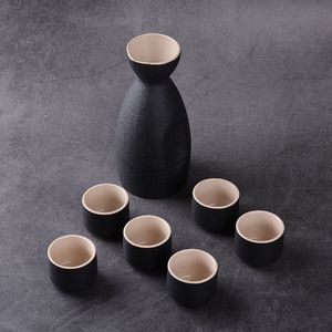 Weingläser 7pcs Vintage Keramik Sake Pot Cups Set Japaner Stil Hip Flounds Home Kitchenbüro Flagon Spirituosenbecher Getränke Getränke kreative Geschenke 221121