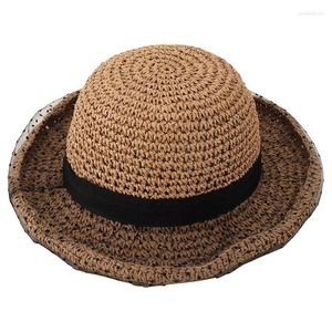 Basker Dome Sun Hat Shallow Fedora Women's Outdoor Sports Travel Top With Shell UV Protection Straw Hats For Ladies