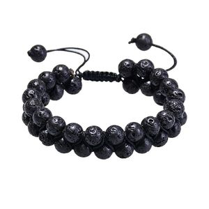 Perlen-Armband mit ätherischen Ölen, verstellbare Perlen, zweireihig, Lavagestein für Diffusion, Yoga, Geburtstagsgeschenk, Drop-Lieferung, Schmuck, Armbänder Dh1S0