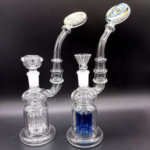 Tree Arm Perc Blue Glass Bong Hookahs Dab Rig Lollipop Design with 14mm Female Joint Smoking Pipes