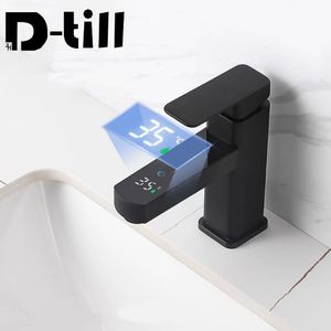 الحمام الحمام صنبور D-Till حوض الصنبور LED الخلاط الرقمي TAPS درجة الحرارة النحاس الذكي سطح السفينة غسل شلال البارد 221121