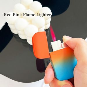 Creative Red Flame Jet Torch Pink Lighter Portable Turbo Butane Gas Lighter Windproof Cute Cigarette Colorful Lighter Gift for Girls