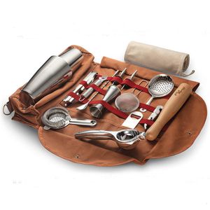 Vinglas Canvas Bar Tool Bag Bartender Kit Cocktail Shaker Set Bärbar Rese Bartending Whisky Förvaring 221121