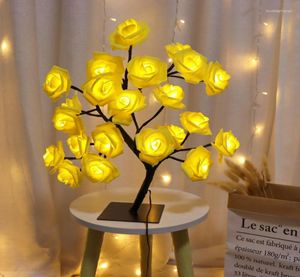 Night Lights Table Lamp Flower Tree Rose Lamps Fairy Desk USB Operated Gifts For Wedding Valentine Christmas Decoration
