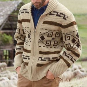 Męskie swetry jesienne i zimowe modne klapy Casual Cardigan Casual Cardigan Płaszcz Slim Jacquard Knitted Sweter 221121