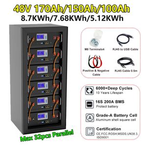 LifePo4 48V 150AH 180AH 200AH PAKIET BAZTÓW 51.2V 7KWH 10KWH Wbudowany 16S 200A BMS485 może 10 lat życia