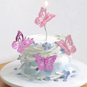 FESTIDOS DE FESTO 10PCS acrílico Hollow Butterfly Cake Topper artesanato artesanal decoração de panificação em casa decoração de casamento