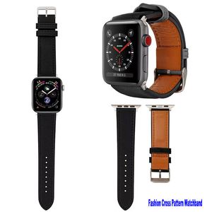 Cross Patterns Smart Straps Apple Watch Band Leather 40mm 38mm 44mm 42mm Retro Pattern Leather Classical Replacement WatchBand for iWatch Men Women Series SE 6 5 4 3 2 1