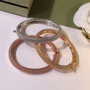 Bangle 2022 Fashion Classic Rose Gold Silver Color Polishing Beads Bracelet Women Wedding Party Designer Jewelry