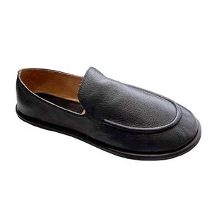 The Row shoes Dress High Shoes edition Lefu Leather simple loafer Doudou slip on flat sole casual shoes gJB 2024
