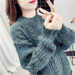 Women's Sweaters Women's 2022 Autumn And Winter Retro Thick Wool Round Neck Sweater Hedging Loose Lazy Knitted Bottoming Shirt
