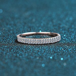 Solitärring aus 925er-Sterlingsilber für Damen, vergoldet mit PT950-Gold, 23-Cent-Bänder, zweireihig, Microset-Schmuck 221119