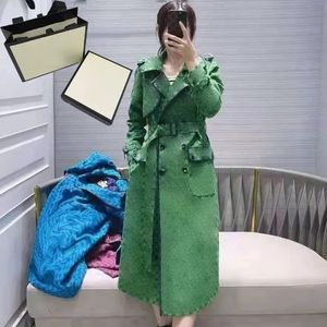 4 Color Letters Wool Long Coat Grace Classic Womens Fashion Printing Windproof Coats Winter Warm Tweed Clothes for Girl