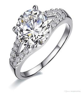 ВСЕГО 2CT SONA Синтетическое бриллиантовое кольцо для женщин обручальное кольцо серебряное белое золото.