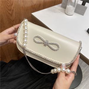 Waist Bag diamond Bow messenger bag Casual Solid Fashion Pearl Shoulder Handbags Simple 221119