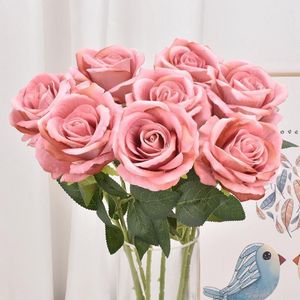 Flannel Rose Realistyczne sztuczne róże kwiaty na Walentynki ślub ślubny prysznic domowy dekoracje ogrodowe hurtowe ee