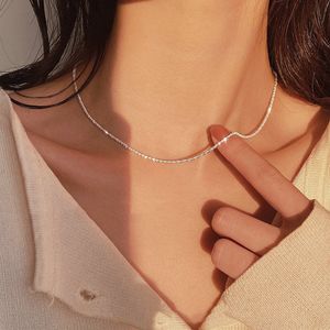Silver Sparkling Clavicle Chain Choker Necklace Collar For Women Fine Jewelry Wedding Party Birthday Gift