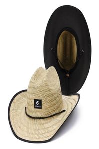 The Impresso Brim Mulheres Men Men Men Lifeguard Hat Straw Cowboy Summer Beach Hat Wide Panamens Womens Sun 2106081414911