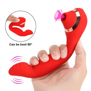 Nieuwheid Games Sex Toys for Women Silicone G Spot Massager Dual Use Dildo Finger Vibrator Clitoris Sucker Nipple Sucking Vibrator