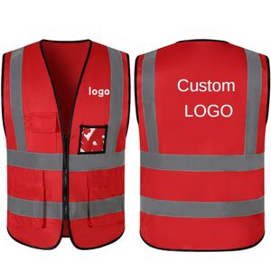 Men's Vests Factory Price 1 PCS Free Custom Reflective Safety Vest High visibility Construction Work Uniforms Printing 221121