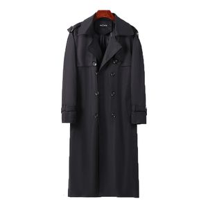 Мужские куртки мужская траншея в британском стиле пальто осень зимняя ветряная ветка Супер длинные сплошные мужские мужчина на колене. Деловая уличная одежда 9xl 221121