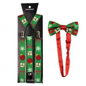 Accessori moda Regalo di Natale Stampa Bretelle e Papillon Set Clip-on Elastico a forma di Y Camicia posteriore Bretelle Bretelle per donna Uomo