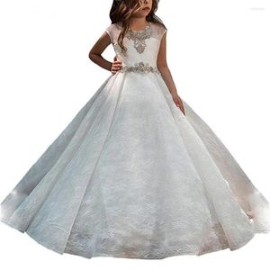 Mädchenkleider Puffy Tüll Spitze Kristalle Blumenkleid für Hochzeit Kinder Party Geburtstag Erstkommunion Kleid nach Maß