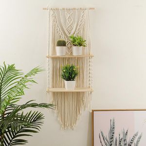 Gobeliny ręcznie robione macrame gobelin wiszący półka boho dekoracja bawełniana lina