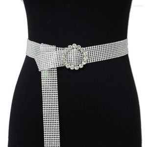 Belts Women Rhnestone Glitter Wide Waist Belt With Buckle 9 Rows Shiny Artificial Diamond Waistband For Jeans Dresses Pants