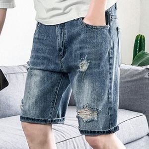 Herrbyxor herr shorts jeans denim h￶g midja rippade trasiga h￥l sommar f￶r m￤n m￤rke plus storlek casual streetwear