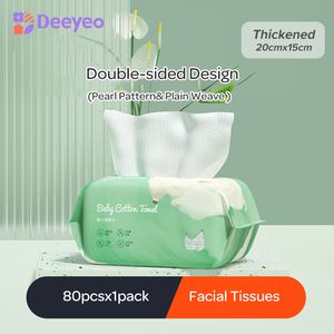 Tissue Deeyeo Cotton Pads for Face Baby Adult Tissues Disposable Soft Pearl Pattern Cleaning Towel Makeup Remove Tool 80pcs 221121