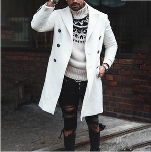 Erkek ceketler çift göğüslü beyaz paltolar uzun trençkotlar erkek yün ceketler için kışlık ceketler büyük beden moda beyefendi şık giyim 221121