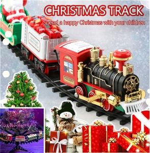 Diecast Model Auto Kersttrein Kersttrein Elektrische speelgoed Boom Decoratie Trackframe Railway Set Transportgebouw Gift 220924