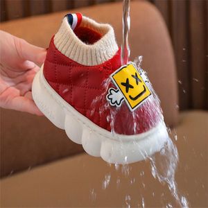 Slipper Kinder-Baumwollschuhe, verdickte Jungen, warmhaltende Mädchen-Hausschuhe, wasserdichtes Leder, Baby, Kinder, rutschfest, mit weichen Sohlen, für Zuhause 221121