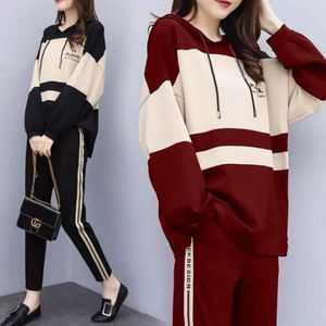 Womens Two Piece Pants Temperament Casual Suit Autumn And Winter Agereducing Loose Thin Twopiece 221121