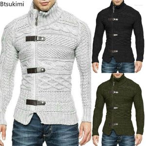 Men's Sweaters 2022 Men's Stretchy Stylish Acrylic Fiber Loose Sweater Coat Causal Solid Slim Fit Turtleneck Pullovers Male
