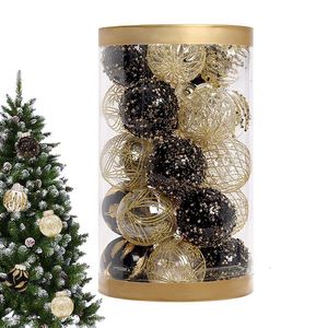 Dekoracje świąteczne 25pcs czarne złote kulki dekoracja ozdoby ogrodu drzewa drzewa wiszące wisiorek Xmas