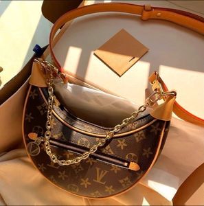 loop hobo bags Gold Chain Handbag Luxuries Designers Womens Coated Canvas Zipper Crossbody Shoulder Strap Bag Crescent bottom handbags purses Moon Bags