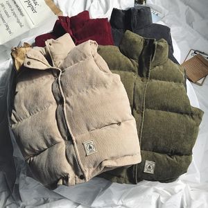 Kamizelki męskie zagęszczona kurtka jesienna zima swobodna kamizelka koreańska para pary cordowa bawełniana ciepła bez rękawów 221121