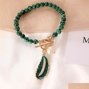 Beaded justerbar personlighetsarmband halsband Set Lake Green Beads Peal Beaded Armband Halsband för män Kvinnor Drop Delivery Jewe Dhnuz