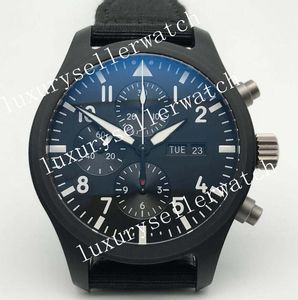 Super AZ Factory Top Edition Asia 7750 Valjoux Herren-Automatikchronograph mit schwarzem Keramikgehäuse und Lederarmband mit 43 mm Faltschließe